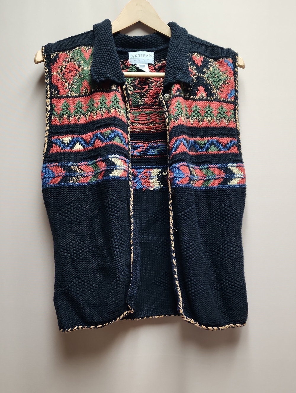 Artisan Multi-Color Knit Collared Sweater Vest